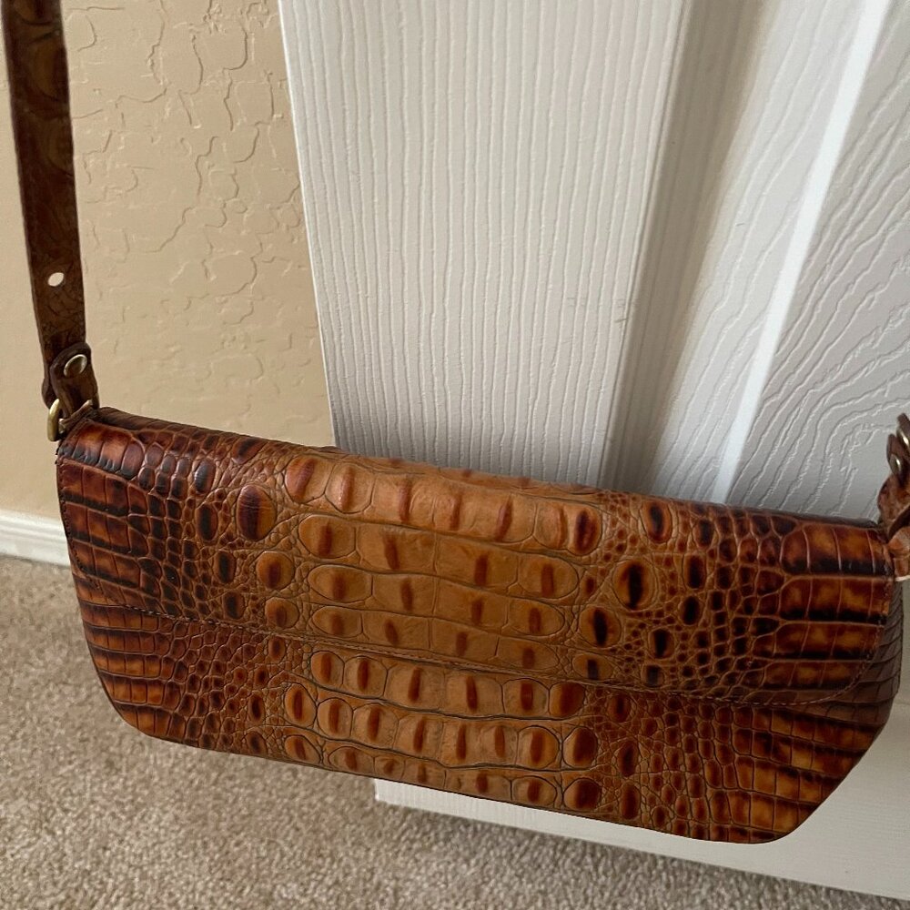 BRAHMIN CROC EMBOSSED HANDBAG